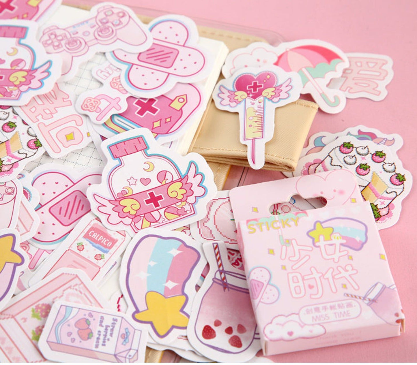 Sticker Box - Pink Aesthethic - 46 Stickers