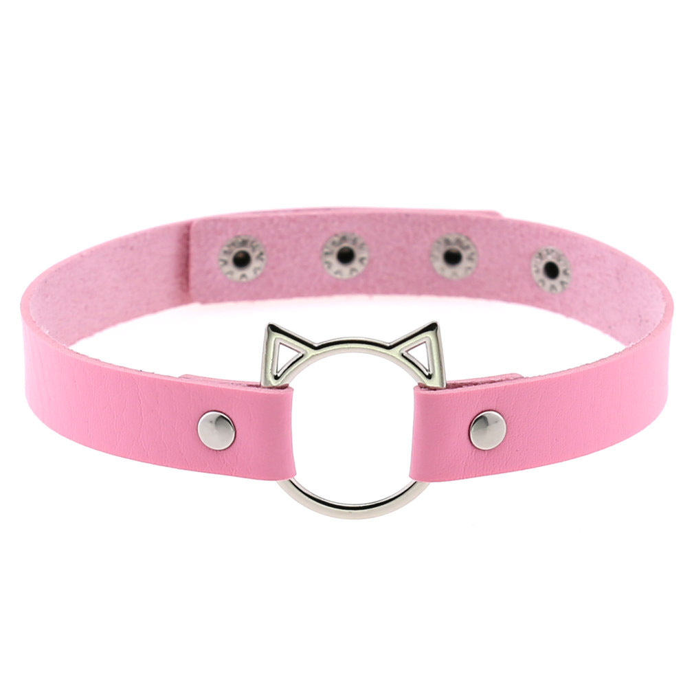 Cat Leather Choker Necklace