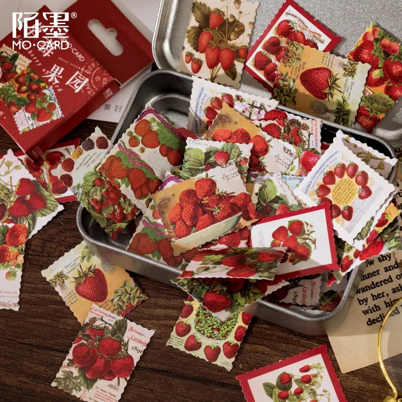 Sticker Box - Vintage Strawberry - 45 Stickers