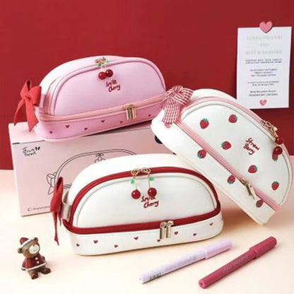 Smile Cherry Pencil Case Red & Pink