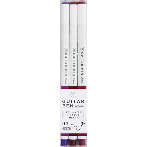 Teranishi Chemical Guitar Pen Petite Marker Pens (0.3mm) Set of 3 Violet