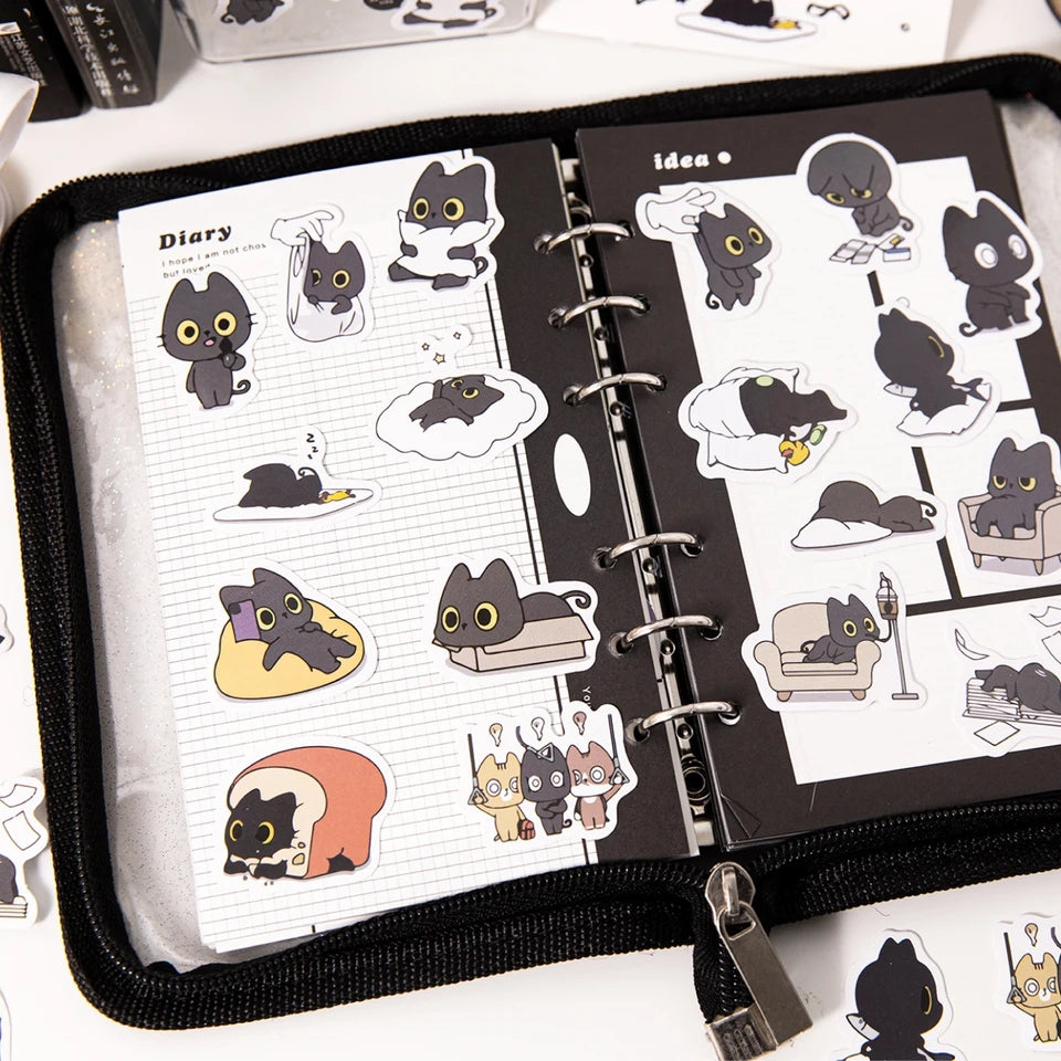 Sticker Box - Mischievous Black Cat - 45 Stickers