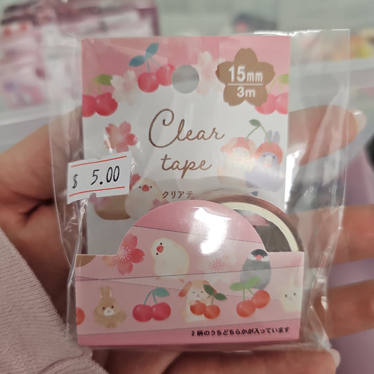 Clear Masking Tape Cherry Blossom Bunny & Finches