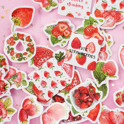 Sticker Box - Cute Strawberries - 45 Stickers