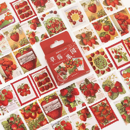 Sticker Box - Vintage Strawberry - 45 Stickers