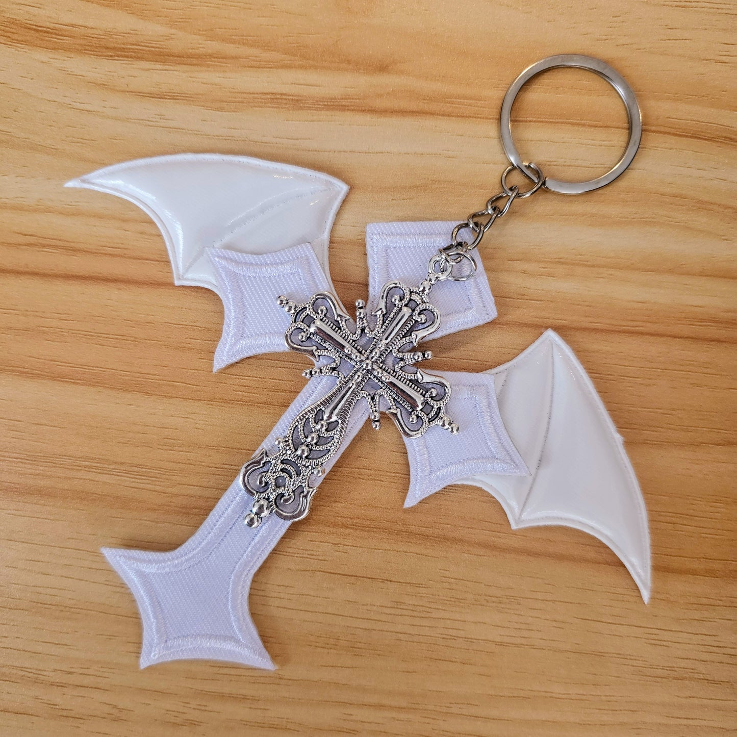 Gothic Cross - Bat Wings - Keychain