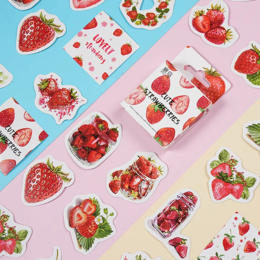 Sticker Box - Cute Strawberries - 45 Stickers