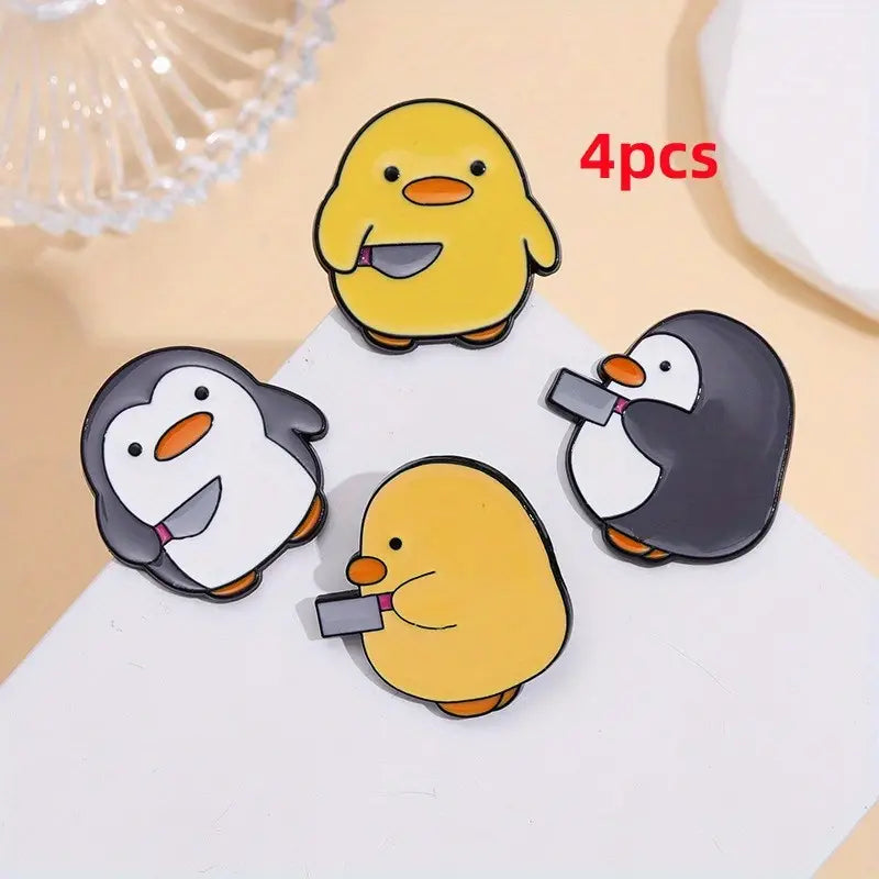 Enamel Pins - Penguin & Duck with Knife