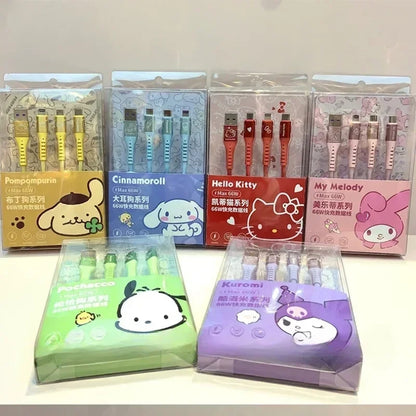 Sanrio Characters 3 in 1 Fast Charging Cables Micro, Type-C & USB