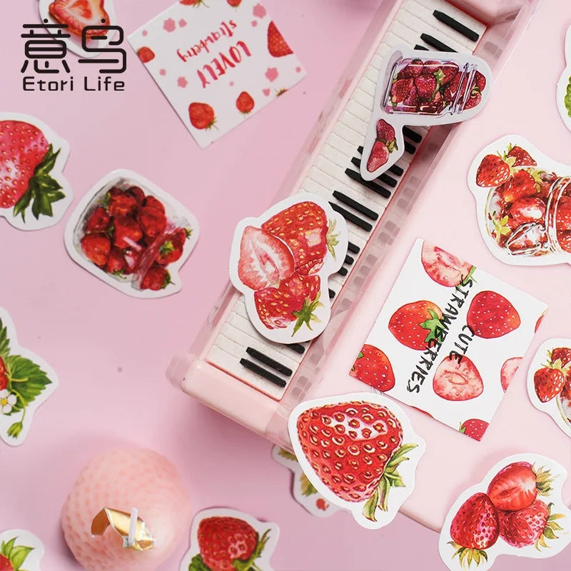 Sticker Box - Cute Strawberries - 45 Stickers