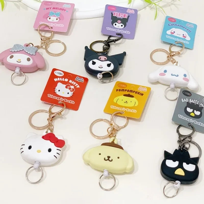 Sanrio Characters Retractable Buckle Keychains Keys Holder