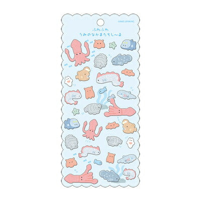 Kamio - Fluffy Felt Seal Sticker - Sea Friends - Squid