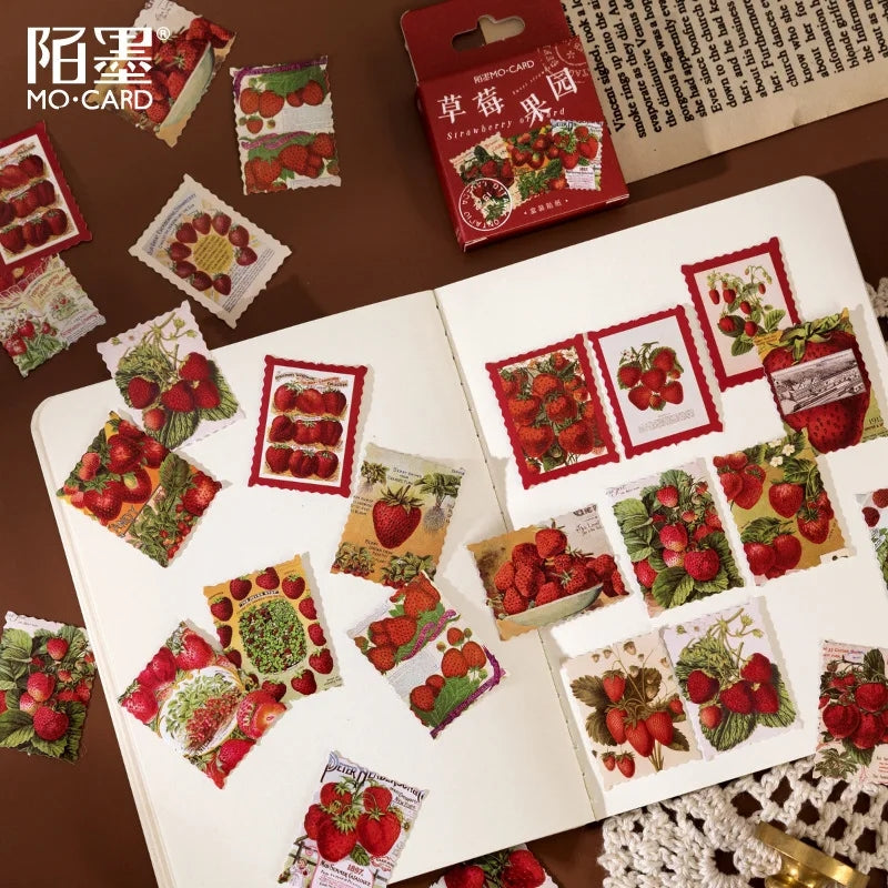 Sticker Box - Vintage Strawberry - 45 Stickers