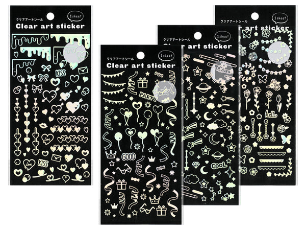 Clear Art Sticker Sheet Silver Monochrome