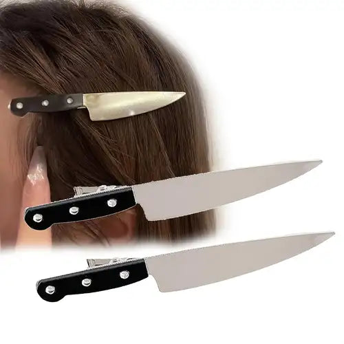 Hair Clips - Small Black Knife 2pcs