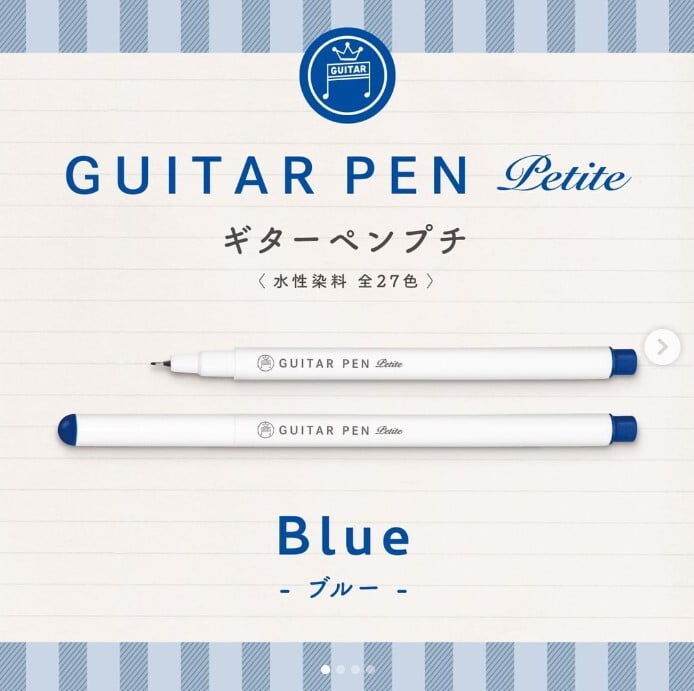 Teranishi Chemical Guitar Pen Petite Marker Pens (0.3mm) Set of 3 Blue