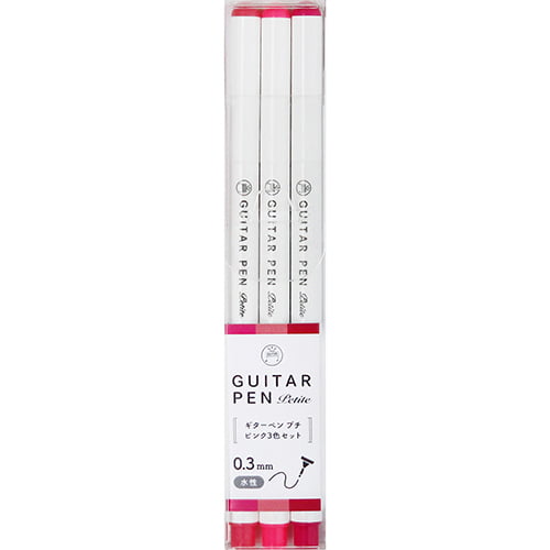 Teranishi Chemical Guitar Pen Petite Marker Pens (0.3mm) Set of 3 Pink