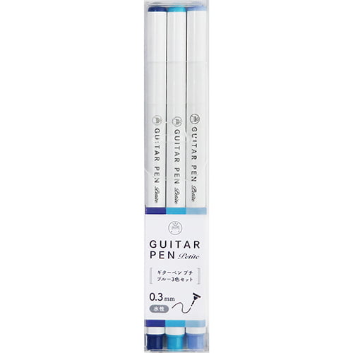 Teranishi Chemical Guitar Pen Petite Marker Pens (0.3mm) Set of 3 Blue