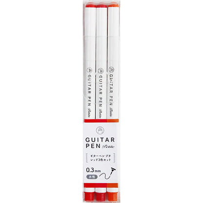 Teranishi Chemical Guitar Pen Petite Marker Pens (0.3mm) Set of 3 Bio Red