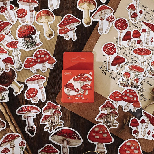 Sticker Box - Red Mushroom Forest - 45 Stickers