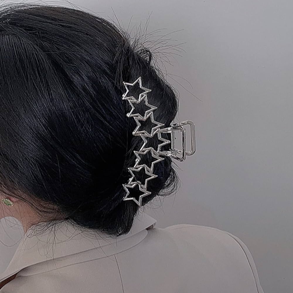 Claw Hair Clip - Silver - Stars