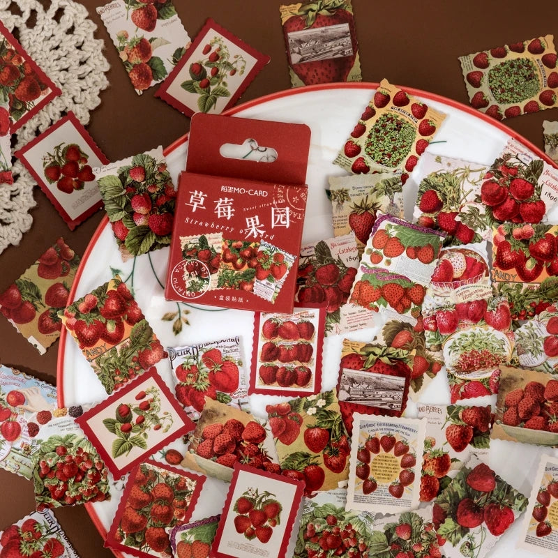 Sticker Box - Vintage Strawberry - 45 Stickers