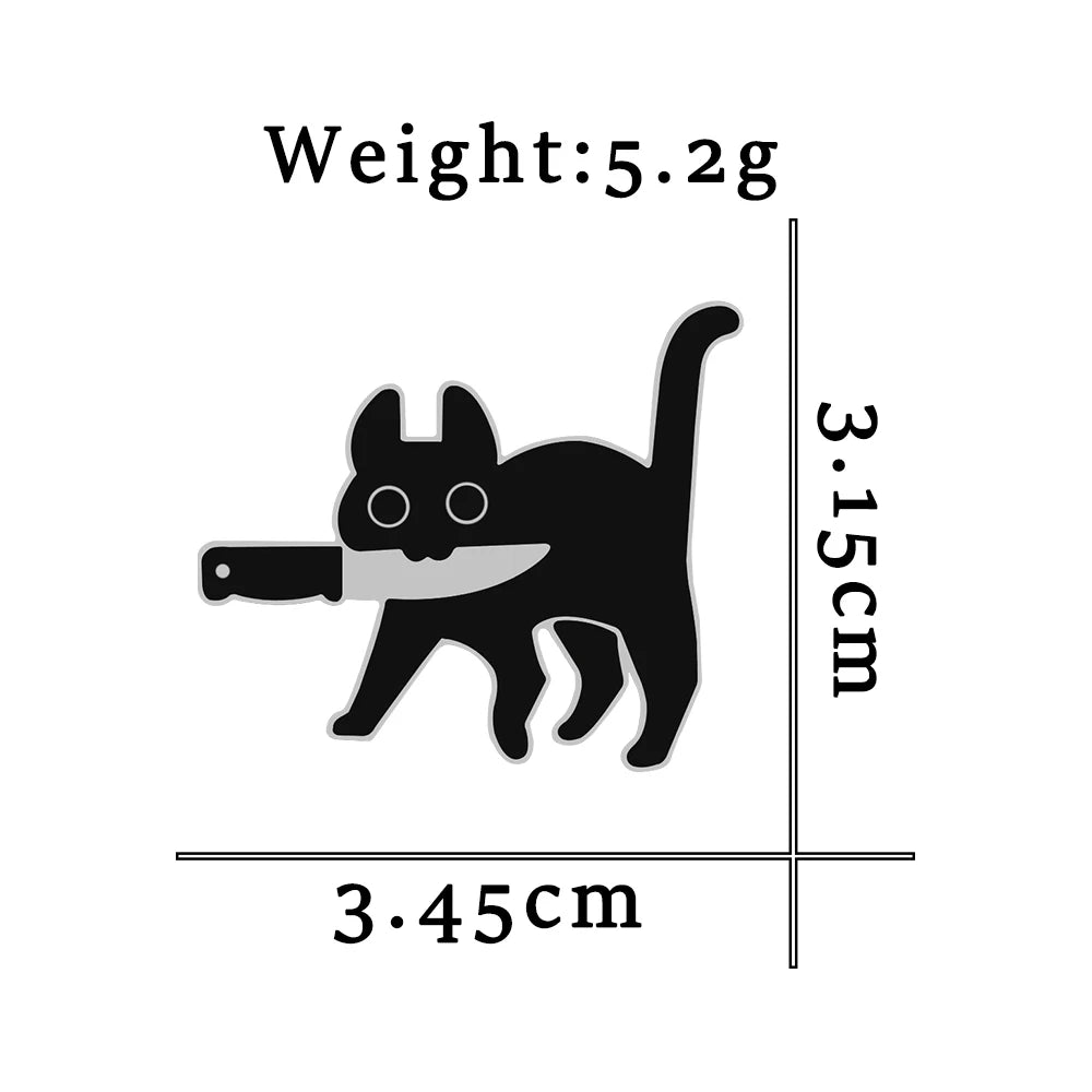Enamel Pins - Black Cat with Knife