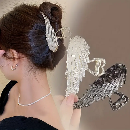 Hair Claw Clip - Angel Wings - White