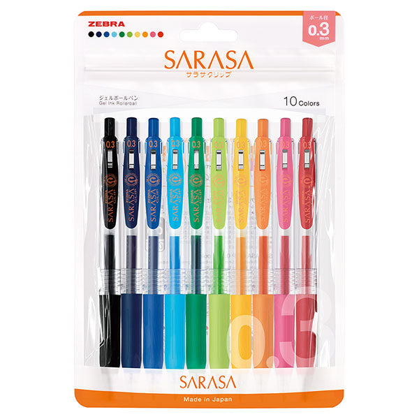 Zebra Sarasa Clip 0.3mm 10 Color Set