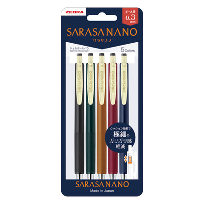 ZEBRA Sarasa Nano 0.3mm 5 color set Ink color