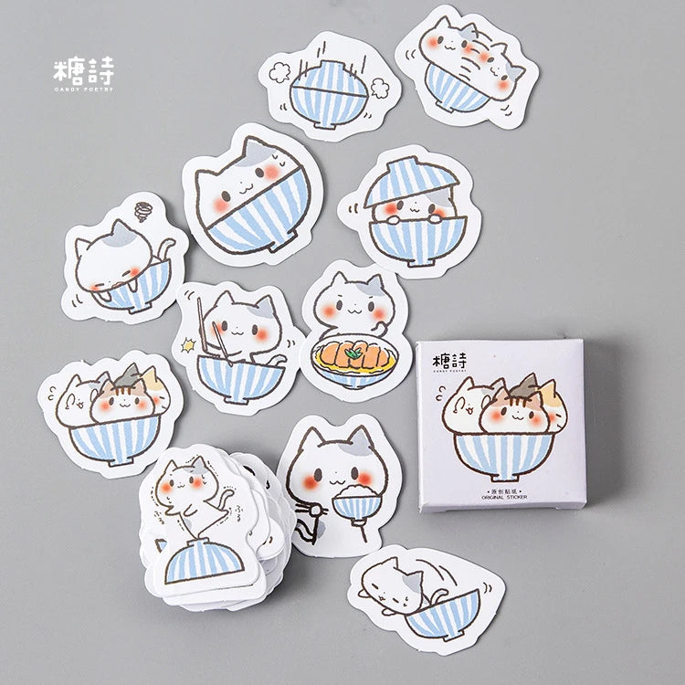 Ramen Bowl of Cats Sticker Box - 45 Stickers
