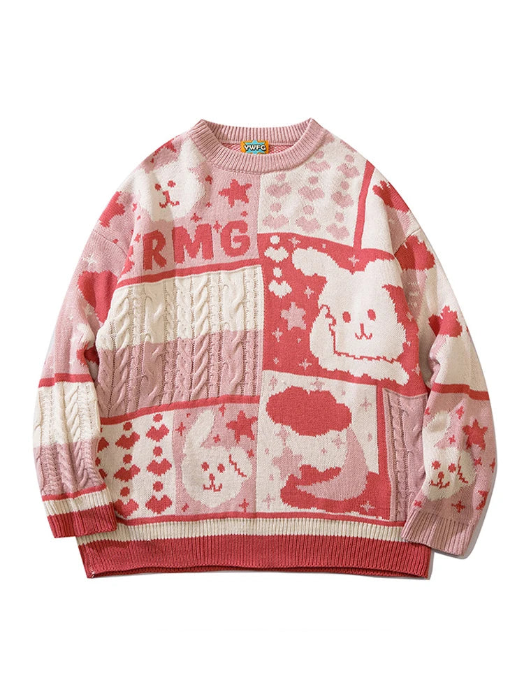 Sweater - Abstract Bunny Streetwear - Pink