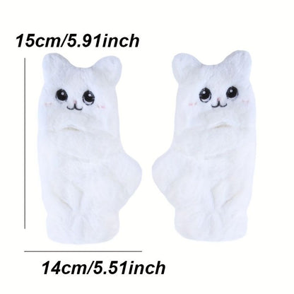 Cat Mittens -  Fluffy White - Soft Gloves