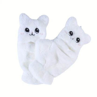 Cat Mittens -  Fluffy White - Soft Gloves