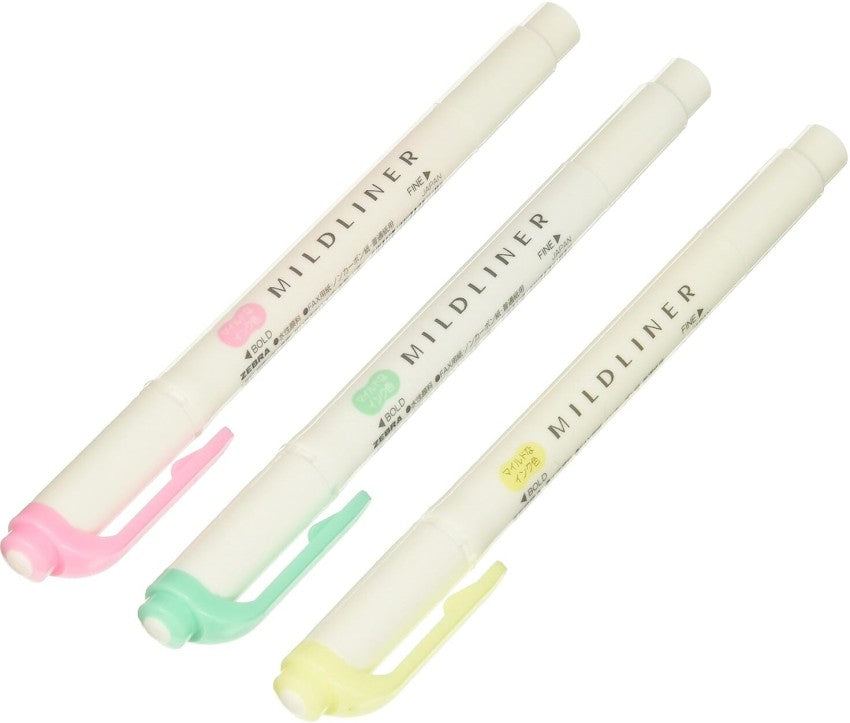 ZEBRA Mildliner Double-Sided Highlighter Milky Set of 3