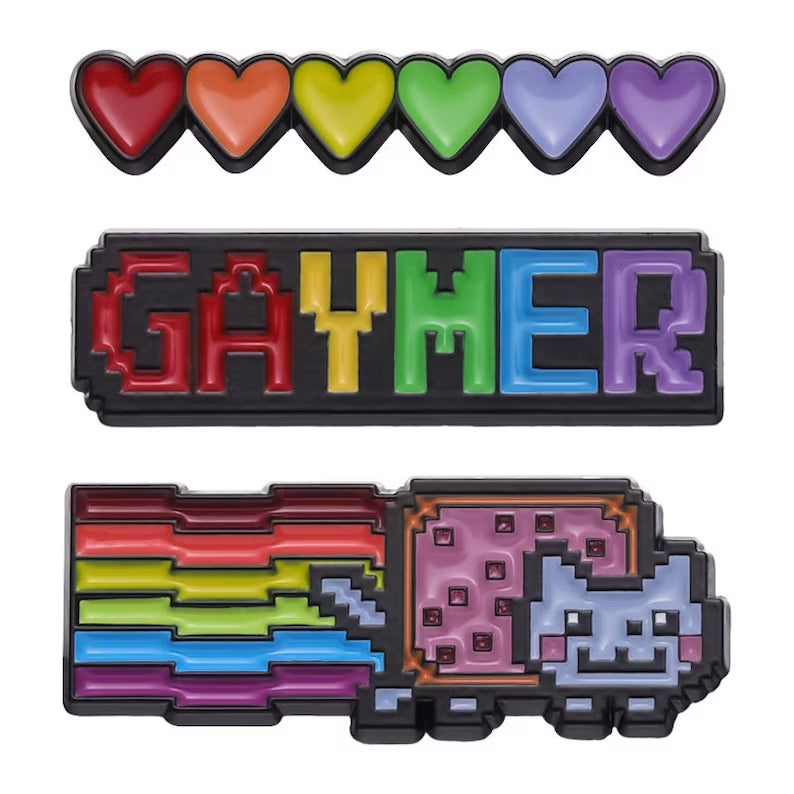 Enamel Pins - Nyan Cat, GAYMER & Rainbow