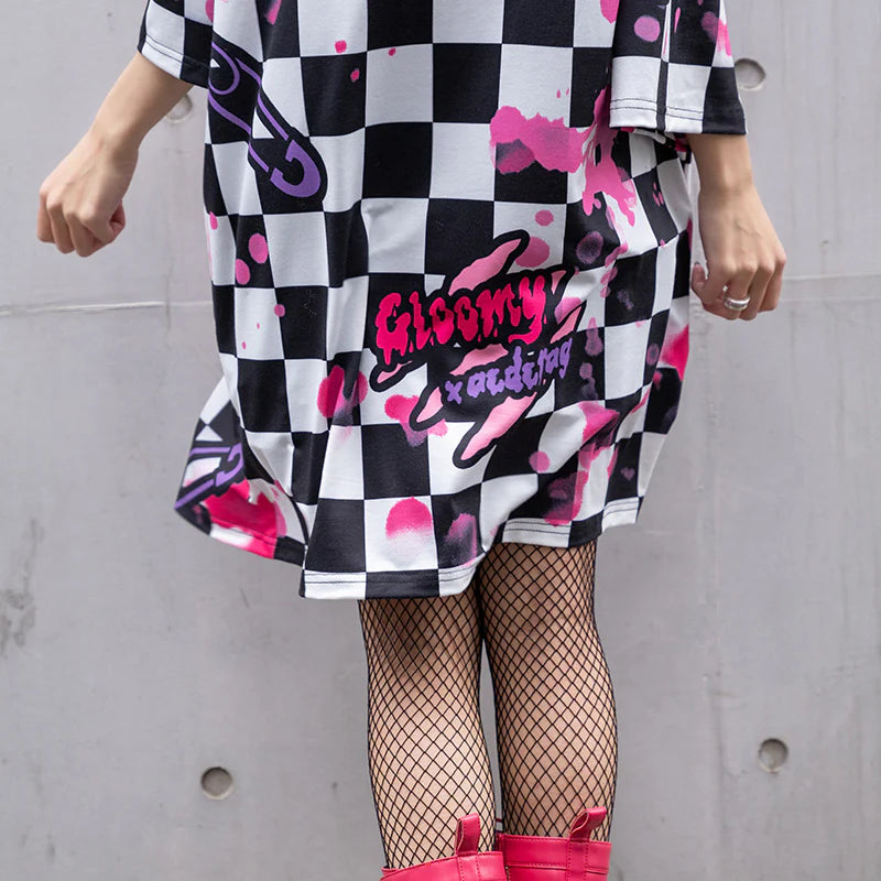 ACDC RAG x Gloomy Bear Checkered Oversized Tee Shirt