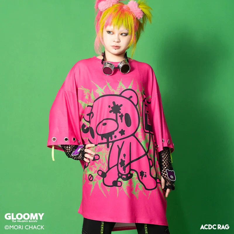 ACDC RAG x Gloomy Bear Oversized Tee Shirt Hot Pink