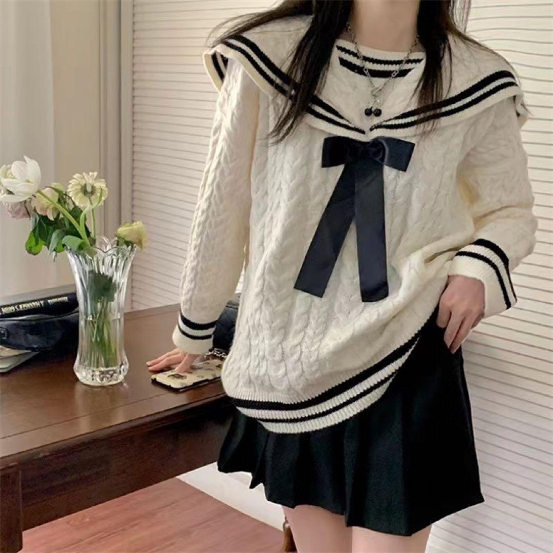 Sweater - JK Sailor Uniform - White