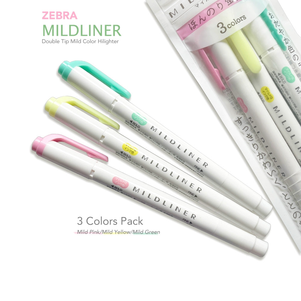 ZEBRA Mildliner Double-Sided Highlighter Milky Set of 3