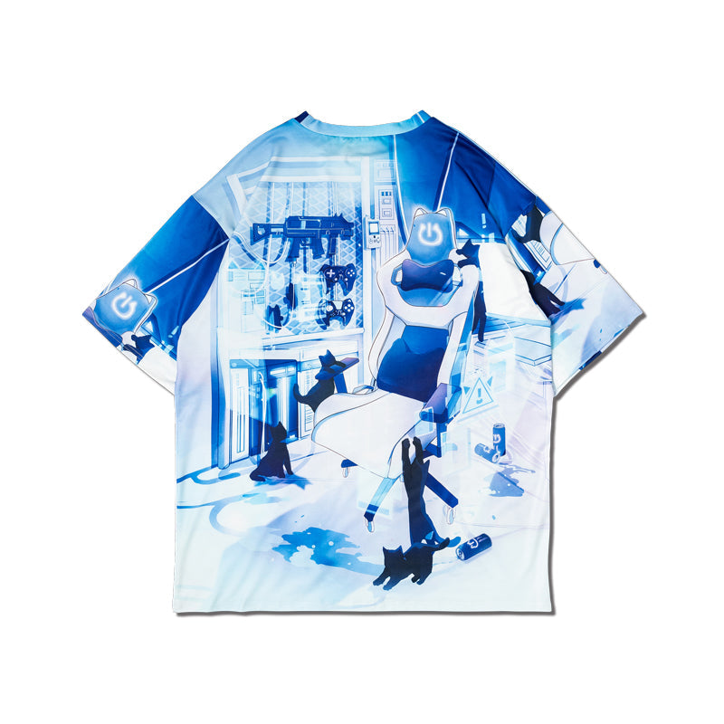 ACDC RAG Blue Cyber Cat Huge T-Shirt !