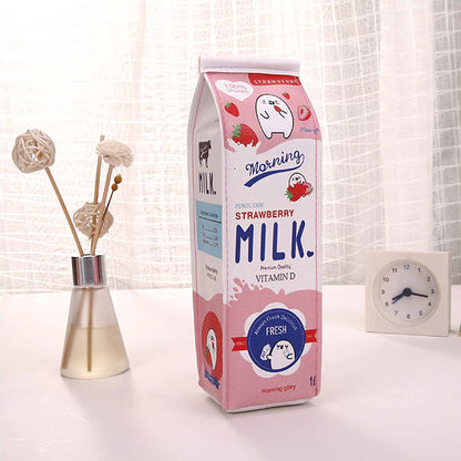 Milk Box Pencil Case - Strawberry, Banana & Original Milk - Carton Box