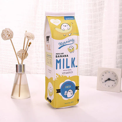 Milk Box Pencil Case - Strawberry, Banana & Original Milk - Carton Box