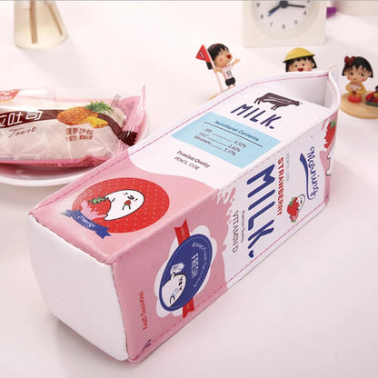 Milk Box Pencil Case - Strawberry, Banana & Original Milk - Carton Box