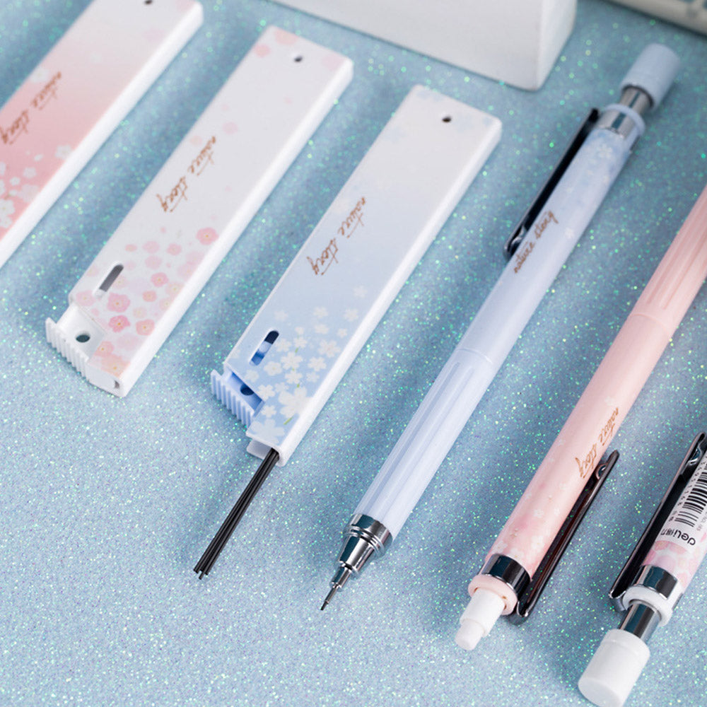 Sakura Cherry Blossom Mechanical Pencils 0.5mm with Refills Set of 3 - Deli