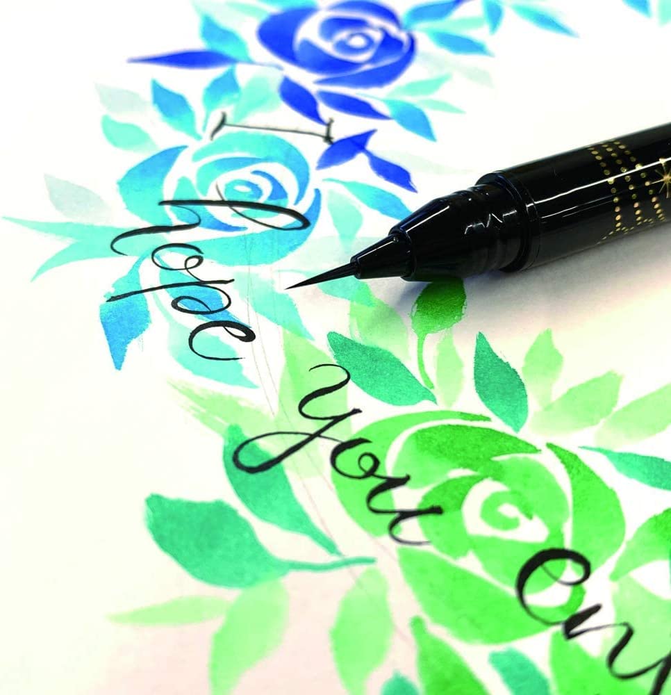 Kuretake ai Liner, stylo pinceau ultra fin, noir, certifié AP, parfait pour les expressions délicates en illustration, lettrage à la main, fabriqué au Japon