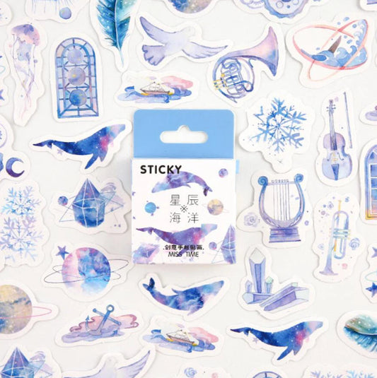 Ocean in Space Aesthethic Sticker Box - 45 Stickers
